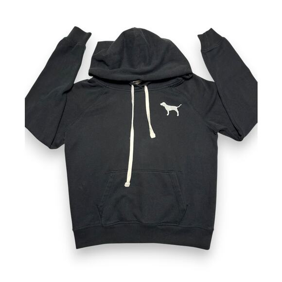 Victoria Secret Pink Black Relaxed Classic Pullover Hoodie Size Medium - Picture 1 of 8